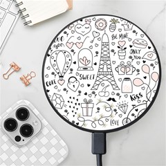 Big Collection With Hand Drawn Objects Valentines Day Wireless Fast Charger(black) by Bedest