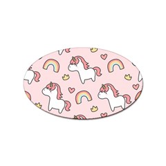 Cute Unicorn Rainbow Seamless Pattern Background Sticker Oval (10 Pack) by Bedest