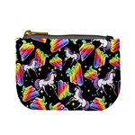 Vintage Unicorn Pattern Black Mini Coin Purse Front