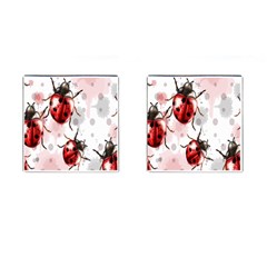 Ladybugs Pattern Texture Watercolor Cufflinks (square) by Bedest