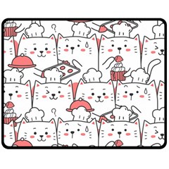 Cute Cat Chef Cooking Seamless Pattern Cartoon Two Sides Fleece Blanket (medium) by Bedest