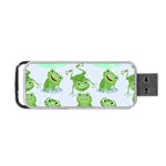 Cute Green Frogs Seamless Pattern Portable USB Flash (One Side) Front