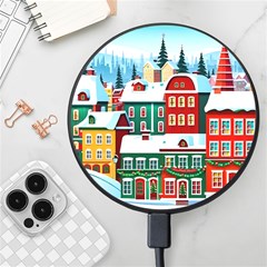 Christmas Background Design House Wireless Fast Charger(black) by Proyonanggan