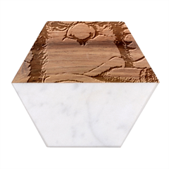 Png Huod Marble Wood Coaster (hexagon)  by saad11