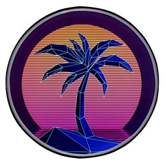 Abstract 3d Art Holiday Island Palm Tree Pink Purple Summer Sunset Water Wireless Fast Charger(black) by Cemarart