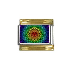 Rainbow Mandala Abstract Pastel Pattern Gold Trim Italian Charm (9mm) by Grandong