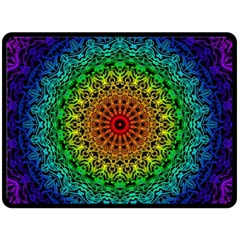 Rainbow Mandala Abstract Pastel Pattern Two Sides Fleece Blanket (large) by Grandong