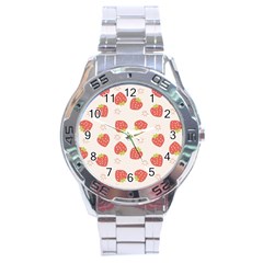 Strawberries Pattern Design Stainless Steel Analogue Watch by Grandong