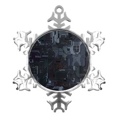 Abstract Tech Computer Motherboard Technology Metal Small Snowflake Ornament by Cemarart