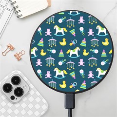 Cute Babies Toys Seamless Pattern Wireless Fast Charger(black) by Ndabl3x