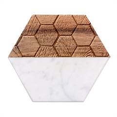 Wooden Triangles Texture, Wooden ,texture, Wooden Marble Wood Coaster (hexagon)  by nateshop