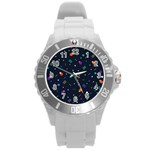 Abstract Minimalism Digital Art, Round Plastic Sport Watch (L) Front