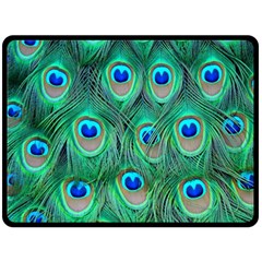 Peacock Feathers, Bonito, Bird, Blue, Colorful, Feathers Two Sides Fleece Blanket (large) by nateshop