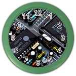 Motherboard Board Circuit Electronic Technology Color Wall Clock Front