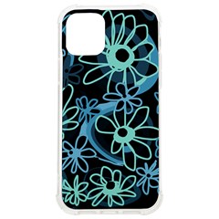 Mazipoodles Love Flowers - Black Dusty Blue Duck Egg Green Iphone 12/12 Pro Tpu Uv Print Case by Mazipoodles