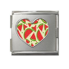 Cute Watermelon Seamless Pattern Mega Link Heart Italian Charm (18mm) by Grandong