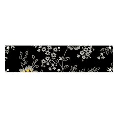 Black Background With Gray Flowers, Floral Black Texture Banner And Sign 4  X 1  by nateshop