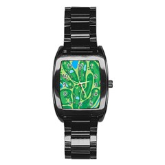 Golf Course Par Golf Course Green Stainless Steel Barrel Watch by Cemarart