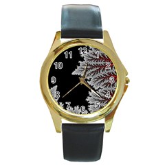 Astrology Surreal Surrealism Trippy Visual Art Round Gold Metal Watch by Bedest