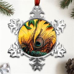 Art Paint Landscape Mountain Metal Small Snowflake Ornament by Cemarart