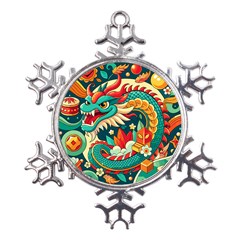 Chinese New Year – Year Of The Dragon Metal Large Snowflake Ornament by Valentinaart