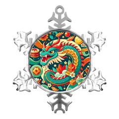 Chinese New Year – Year Of The Dragon Metal Small Snowflake Ornament by Valentinaart