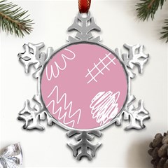 Elements Scribble Wiggly Lines Metal Small Snowflake Ornament by Cemarart