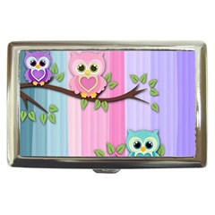 Owls Family Stripe Tree Cigarette Money Case by Bedest