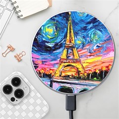 Eiffel Tower Starry Night Print Van Gogh Wireless Fast Charger(white) by Maspions