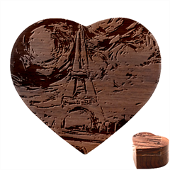 Eiffel Tower Starry Night Print Van Gogh Heart Wood Jewelry Box