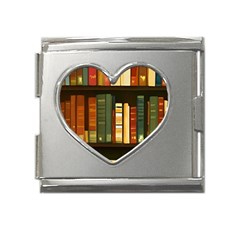 Books Bookshelves Library Fantasy Apothecary Book Nook Literature Study Mega Link Heart Italian Charm (18mm) by Grandong