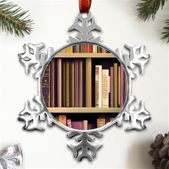 Books Bookshelves Office Fantasy Background Artwork Book Cover Apothecary Book Nook Literature Libra Metal Small Snowflake Ornament by Grandong