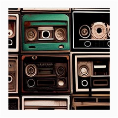 Retro Electronics Old Antiques Texture Wallpaper Vintage Cassette Tapes Retrospective Medium Glasses Cloth (2 Sides) by Grandong