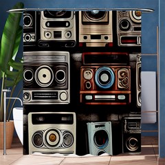 Retro Cameras Old Vintage Antique Technology Wallpaper Retrospective Shower Curtain 60  X 72  (medium)  by Grandong