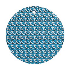 Blue Wave Sea Ocean Pattern Background Beach Nature Water Ornament (round) by Maspions