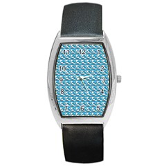 Blue Wave Sea Ocean Pattern Background Beach Nature Water Barrel Style Metal Watch by Maspions