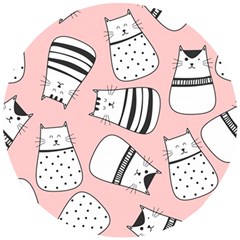 Cute Cats Cartoon Seamless-pattern Wooden Puzzle Round by Apen