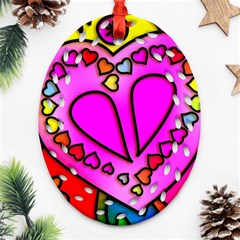 Stained Glass Love Heart Ornament (oval Filigree) by Apen