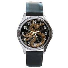 Fantasy Dragon Pentagram Round Metal Watch by Maspions