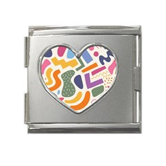 Abstract Pattern Background Mega Link Heart Italian Charm (18mm)