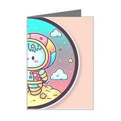 Boy Astronaut Cotton Candy Childhood Fantasy Tale Literature Planet Universe Kawaii Nature Cute Clou Mini Greeting Card by Maspions