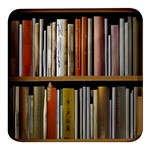 Book Nook Books Bookshelves Comfortable Cozy Literature Library Study Reading Reader Reading Nook Ro Square Glass Fridge Magnet (4 pack) Front