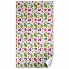 Pattern Flowers Leaves Green Purple Pink Canvas 40  X 72 