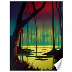 Nature Swamp Water Sunset Spooky Night Reflections Bayou Lake Canvas 36  X 48 