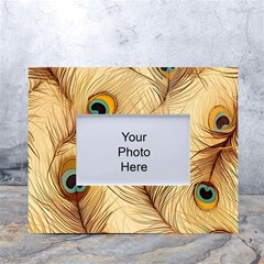 Vintage Peacock Feather Peacock Feather Pattern Background Nature Bird Nature White Tabletop Photo Frame 4 x6  by Maspions