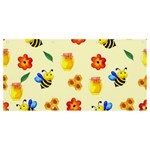 Seamless Honey Bee Texture Flowers Nature Leaves Honeycomb Hive Beekeeping Watercolor Pattern Banner and Sign 8  x 4  Front