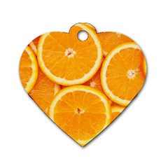 Oranges Textures, Close-up, Tropical Fruits, Citrus Fruits, Fruits Dog Tag Heart (one Side) by nateshop