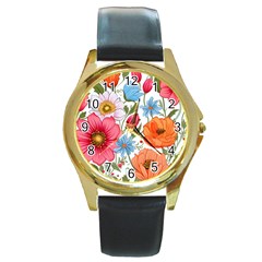 Flowers Plants Bouquets Decor Flower Decoration Garden Flower Shop Scent Romance Wallpaper Nature Round Gold Metal Watch by Maspions