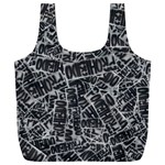 Rebel Life: Typography Black and White Pattern Full Print Recycle Bag (XXL) Back