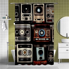 Retro Cameras Old Vintage Antique Technology Wallpaper Retrospective Shower Curtain 48  X 72  (small)  by Grandong